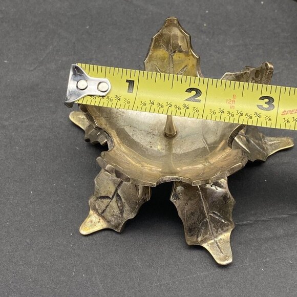 Vintage Silver Plate Brass Candlestick holders Leaf Poinsettia Set Of‎ 2 Floral - Picture 10 of 10